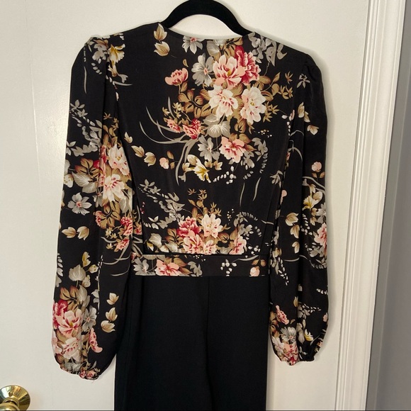 Surplice Neck Tie Waist Floral Jumpsuit - Picture 10 of 11